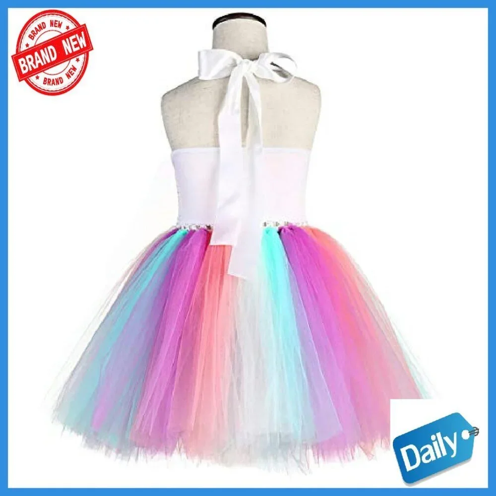 Sequin Unicorn Dress with Headband Girls 1-10Y Birthday Party Costume